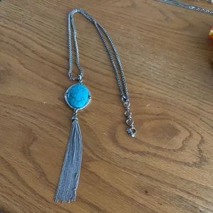 Long lucky bran turquoise necklace